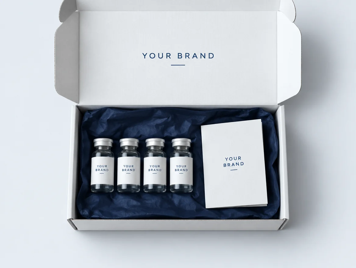 A branded mailer box being unboxed